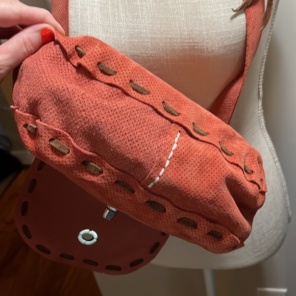 One of a kind, coral and brown trim Shoulder Bag - Picture 8 of 10